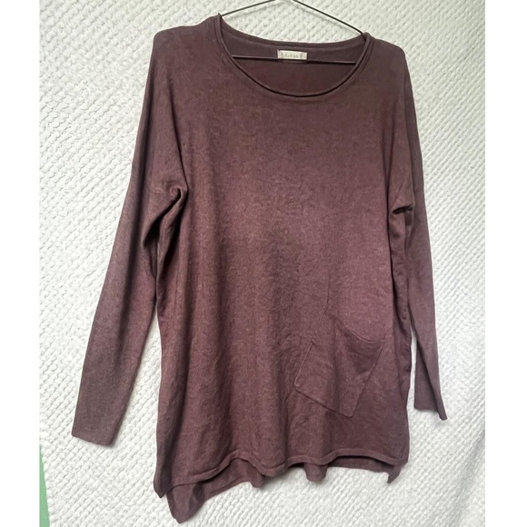Altar'd State Womens Deep Plum Tunic Sweater Relaxed Fit Patch Pocket Boho S/M - Picture 2 of 11